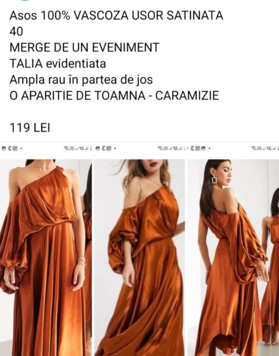 Rochie Asos culoare arămiu