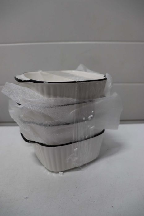 Черно-бяла керамична купа 15x12x5 см, 400 мл 4 броя