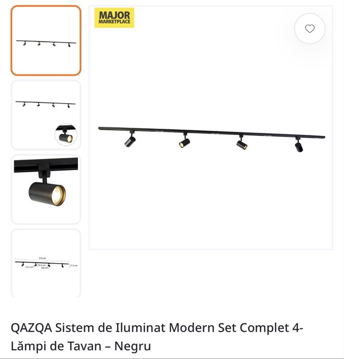 Vand sina Qazqa de 2m cu 4 spoturi