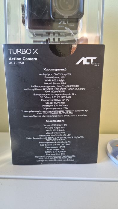 Нова Екшън Камера Turbo-X ACT-250, 4K Ultra HD, Sony Сензор, Wi-Fi