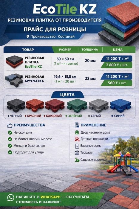 Резиновая плитка, брусчатка