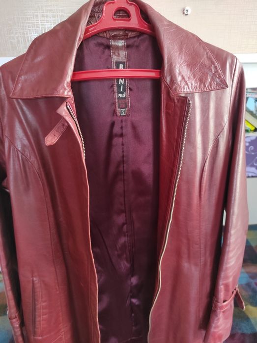 Натуральный кожаный тренч