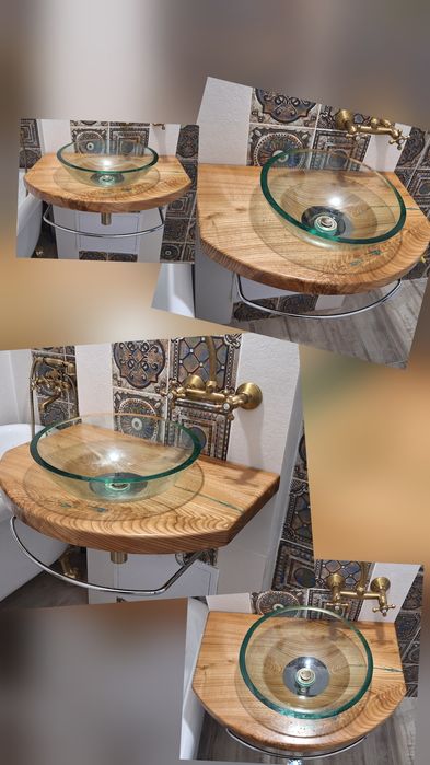 Masa cafea lemn masiv si rasina epoxidica