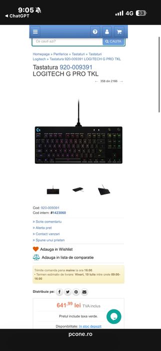 vand tastatura mecanica logitech