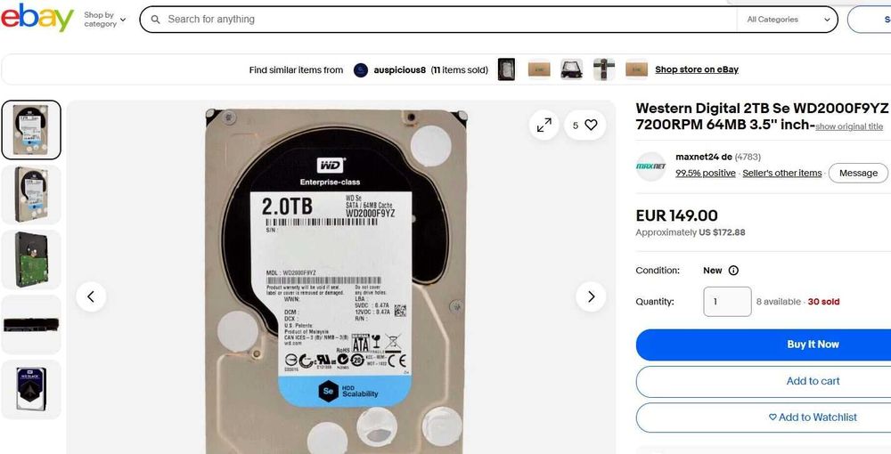 Western Digital 2TB Enterprise SATA WD2000F9YZ 7200rpm, 64Mb cache SIGILAT