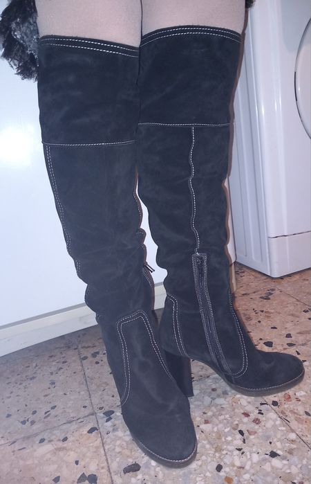 Cizme piele intoarsa, negre, 38