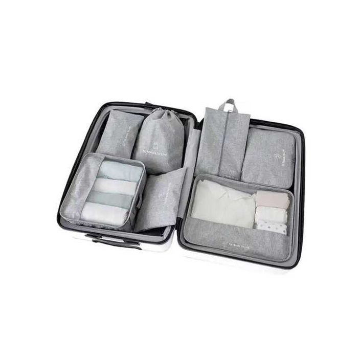 Set 7 Huse Organizare Bagaj || Accesorii Troler || Negru/Gri/Albastru