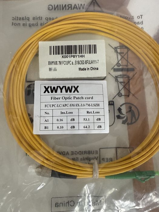 Cablu Patch Fibra Optica 7m XWYWX SM SX/DX LSZH 3.0mm / SC ST LC FC