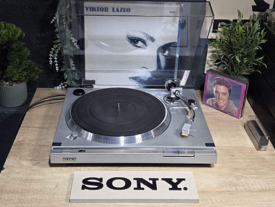Pickup SONY PS-242, direct drive,  stereo hifi argintiu, stroboscop,  pitch control