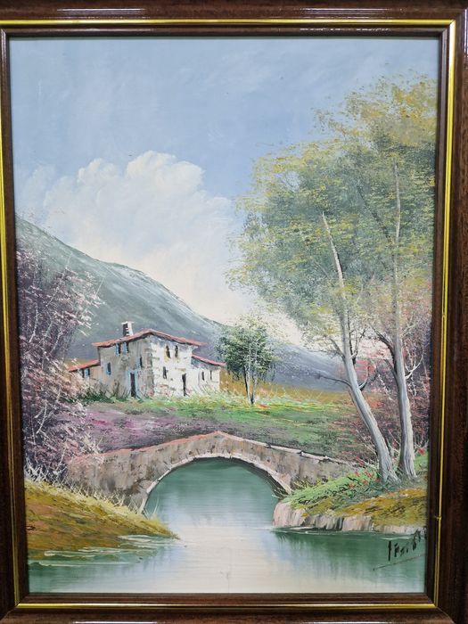 Чудесна антикварна белгийска картина масло върху платно