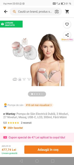 Pompă electrică Hands Free  NU TRIMIT PRIN OLX