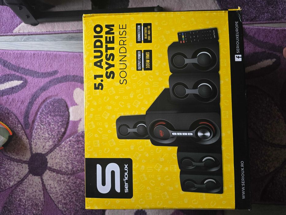 Sistem Audio 5.1 Serioux Soundrise, 105W RMS, Bluetooth, USB, Negru