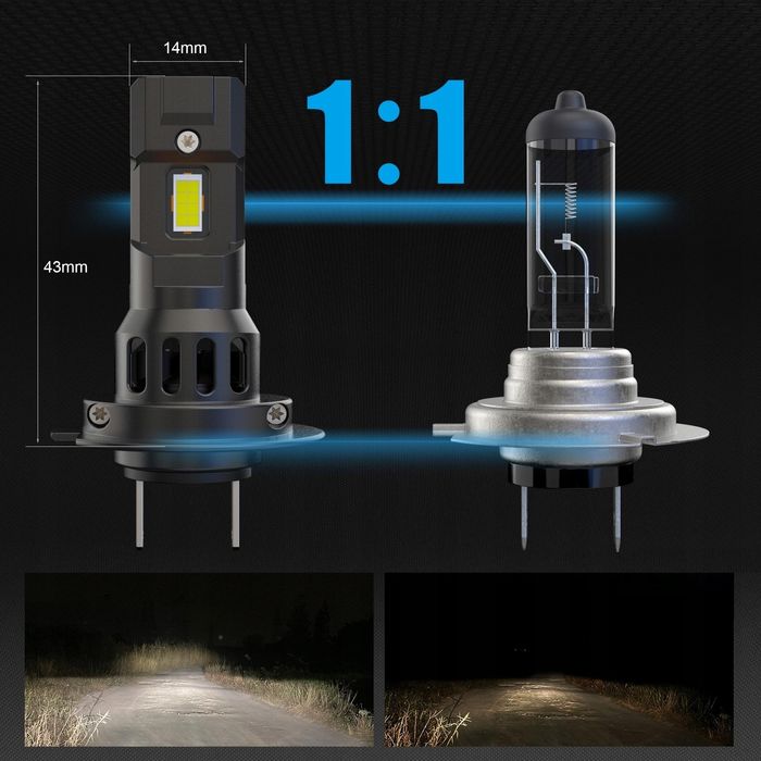 комплект диодни крушки за фар h7 h18 canbus 60w 12v 6000к 5000lm ...