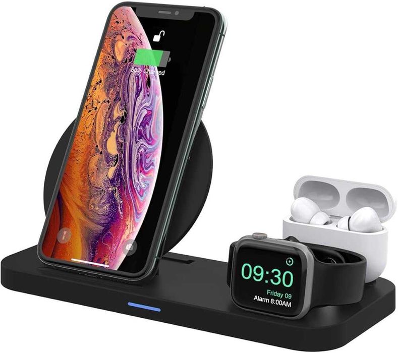 Incarcator Wireless iPhone AirPods + suport casti cu incarcare