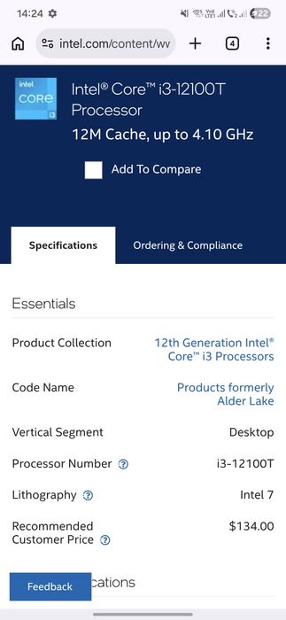 Intel  i3  12100T