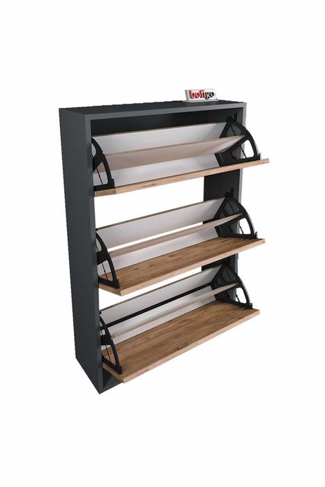 Pantofar 18 perechi, nou,  pal melaminat Antracit cu Pin, 110x70x 24