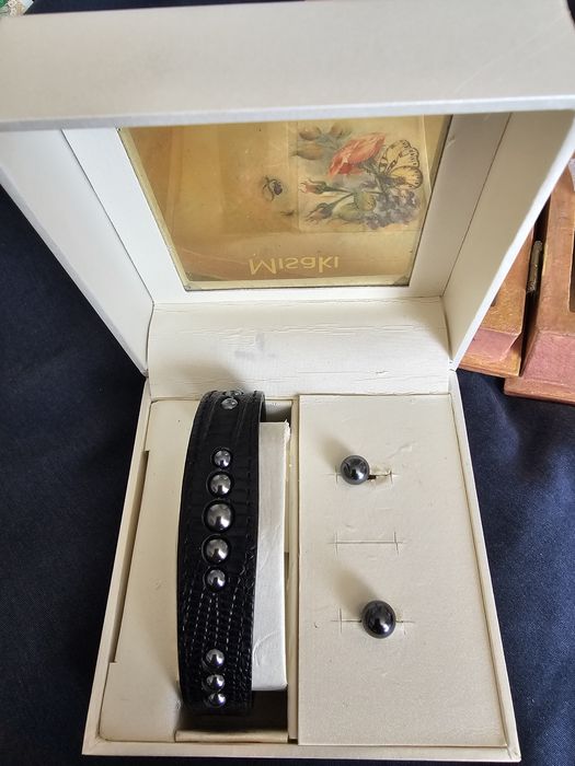 Перли Misaki - кожена гривна и обеци