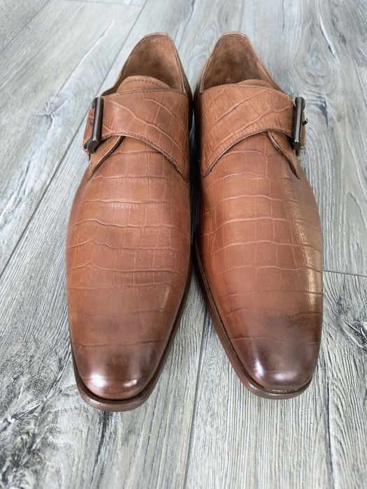Pantofi din piele naturala cu cataramă culoare maro mărimea 42