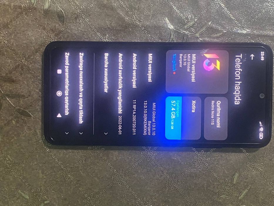 Redmi not 11 S 8/128 Kar dok bor ishonchli telefon 100%