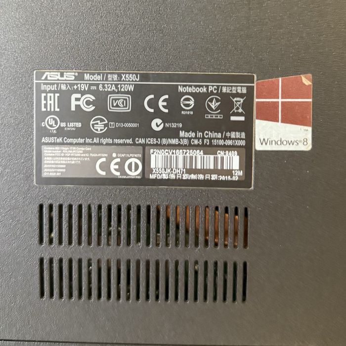 Ноутбук Asus X550JK – i7, 8 ГБ, 1ТБ, GeForce 850M