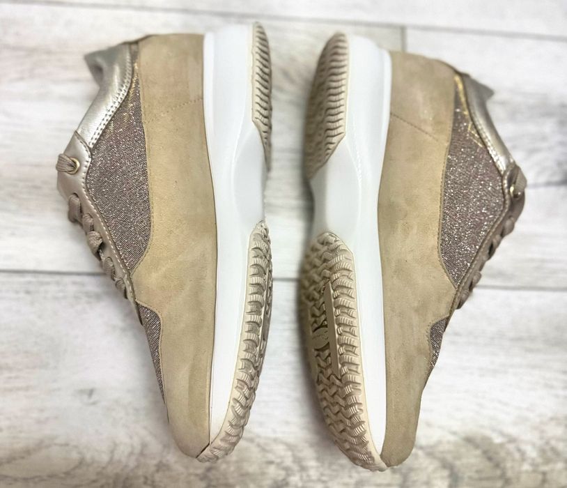 Sneakers ORIGINALI Hogan damă 37 bej auriu platformă comozi