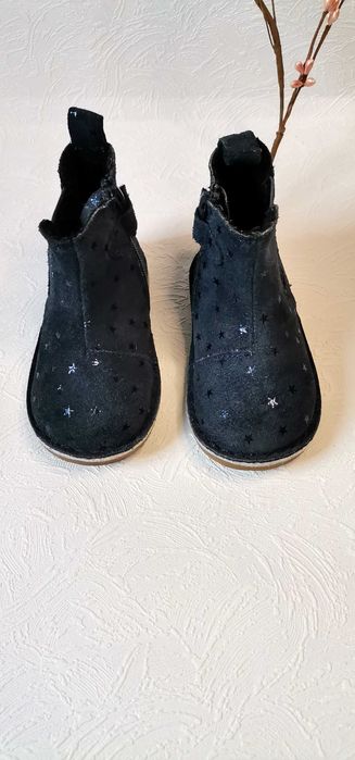 Ghete botine navy fete OBAÏBI măr 20 int 12,5cm piele cu steluțe