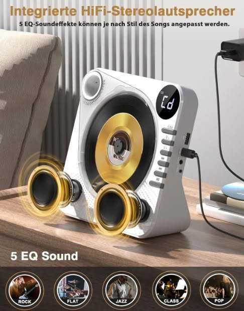 CD плейър Greadio CD86, Bluetooth 5.1, мултифункционален CD плейър с високоговорители, дистанционно управление, HiFi звук