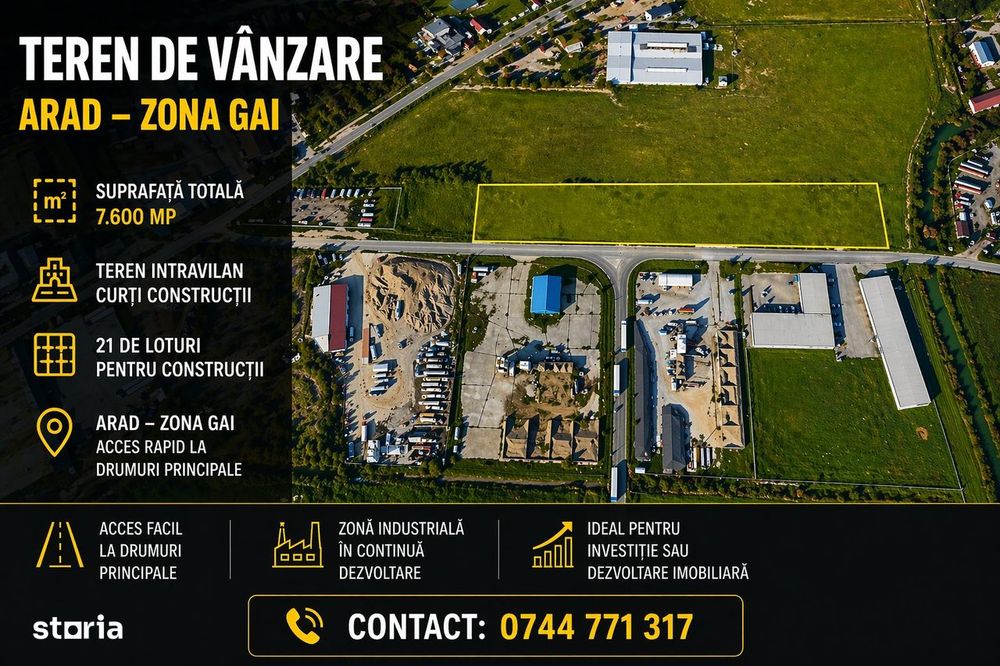 ARAD, Teren intravilan curti constructii-7.600 mp