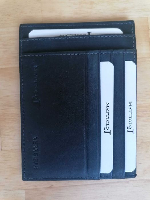 MATIOLO Portofel / Portcard Mattiolo - italy din piele naturală gri – Slim Wallet pentru bărbați