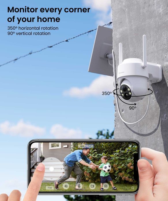Camera de exterior wifi 2k 3MP IP65 infrared panou solar, acumulatori