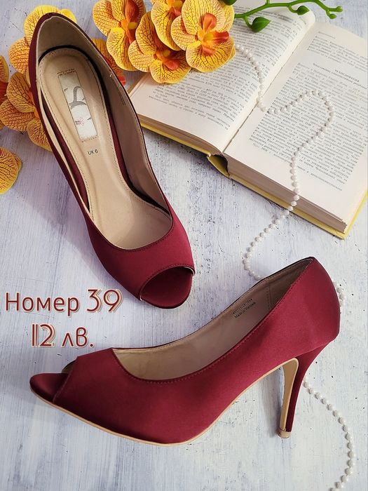 Празнични дамски обувки на ток номер 39