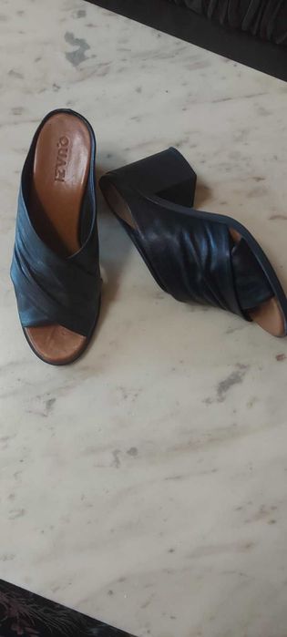 Дамски черни чехли №37 от естествена кожа