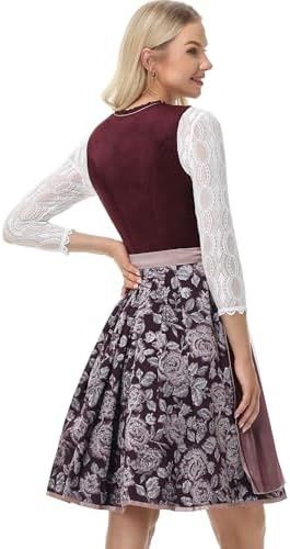 Rochie Dirndl Midi Catifea Elegantă Tradițională – Roșie Închisă Mărimea 44