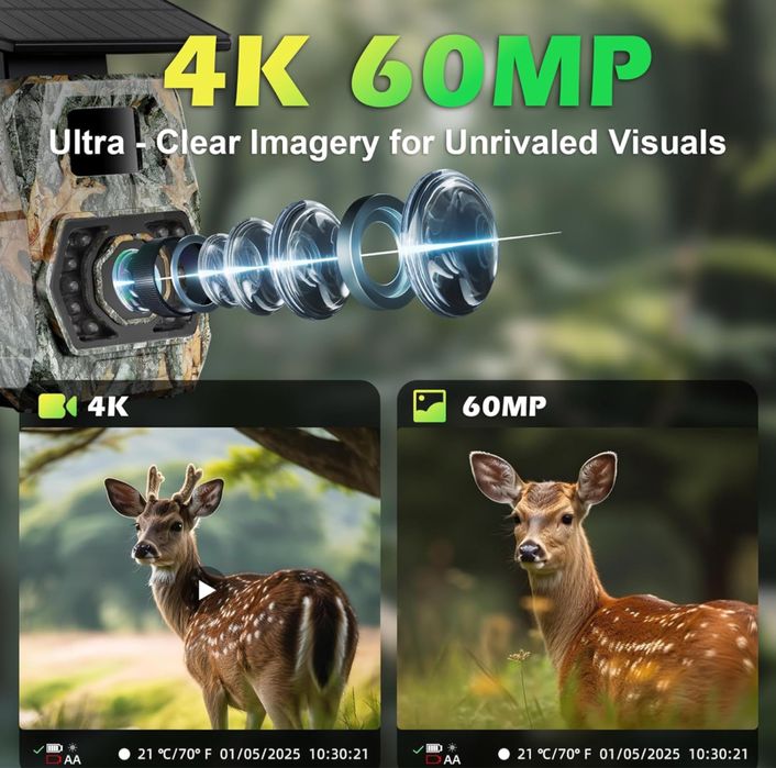 Camera solara Sovonix de urmarire 4k 60Mp cu vedere nocturna activata