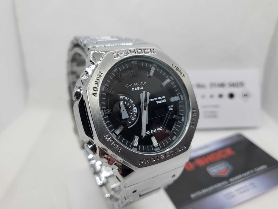 Ceas Sport Barbati Casio g shock Full METAL Silver black GM B2100D Nou, Garantie 2 ani