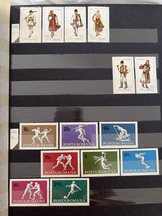Clasor timbre România 1968-1969 serii complete colițe artă Apollo