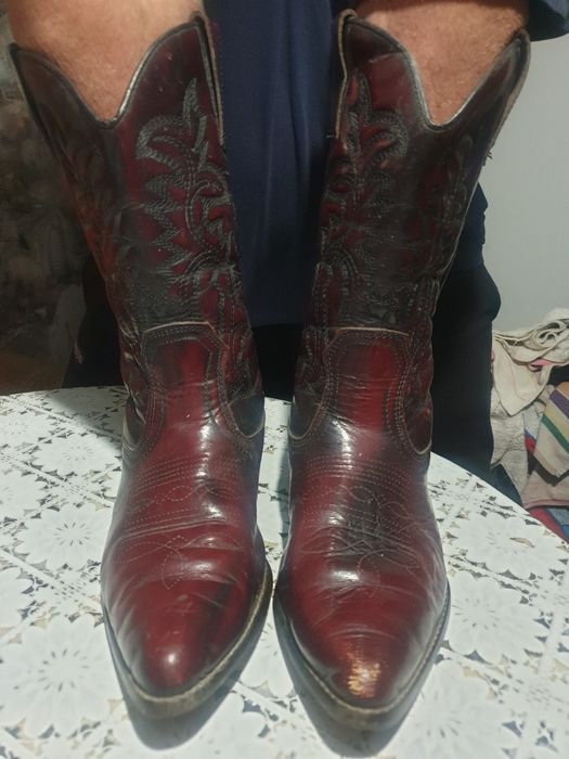 Винтидж каубойски ботуши Y2K Rancho Burgundy Western Rodeo