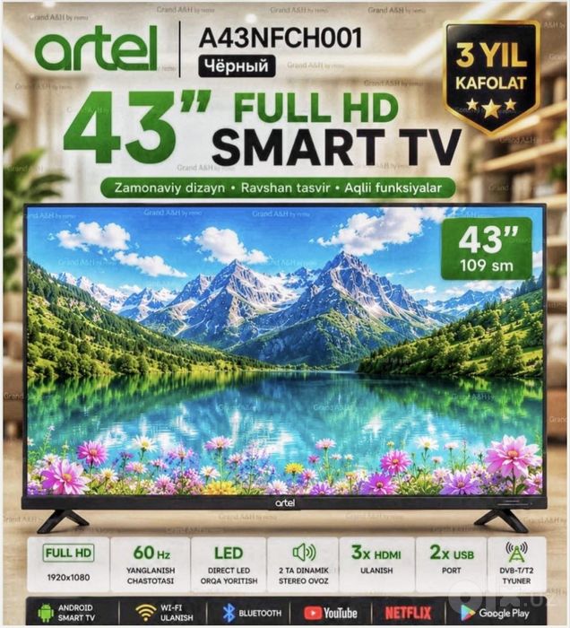 Televizor  Artel A-43NFCH001 Full HD Android Tv (2025) . Для дома.