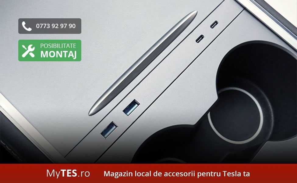 Panou extensie mufe USB (cu/fara lumini ambientale) - Tesla Model 3/Y