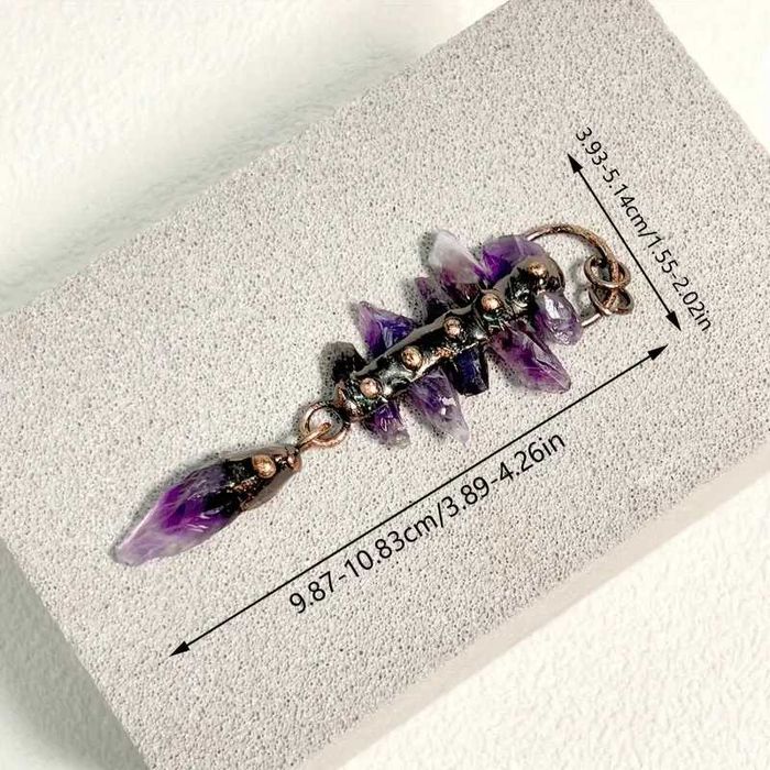 Colier cu lanţ de cupru și cu pandantiv din 6 pietre de ametist