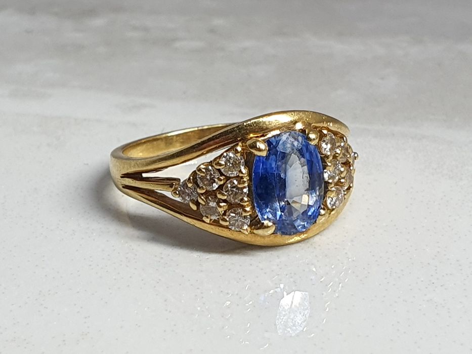 Inel din aur de 18K cu diamante naturale și tanzanit – mărimea 56