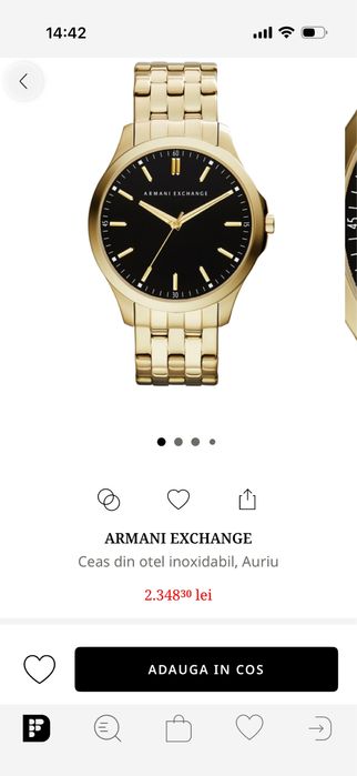 ARMANI EXCHANGE Ceas din otel inoxidabil, Auriu