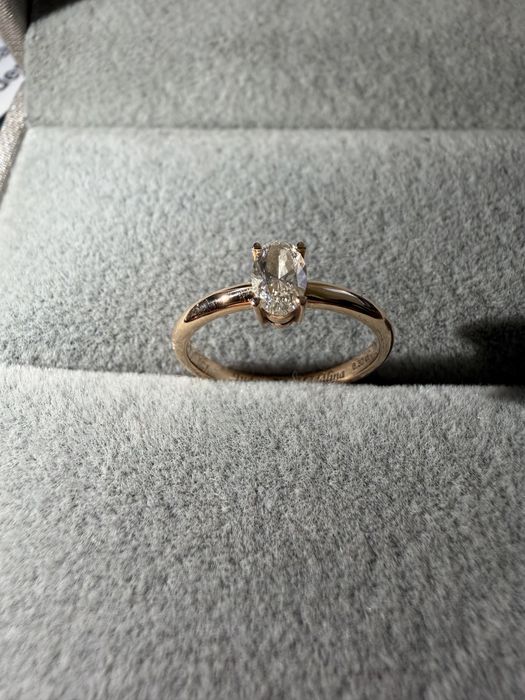 Inel logodna aur roz 18K, diamant natural 0.3ct