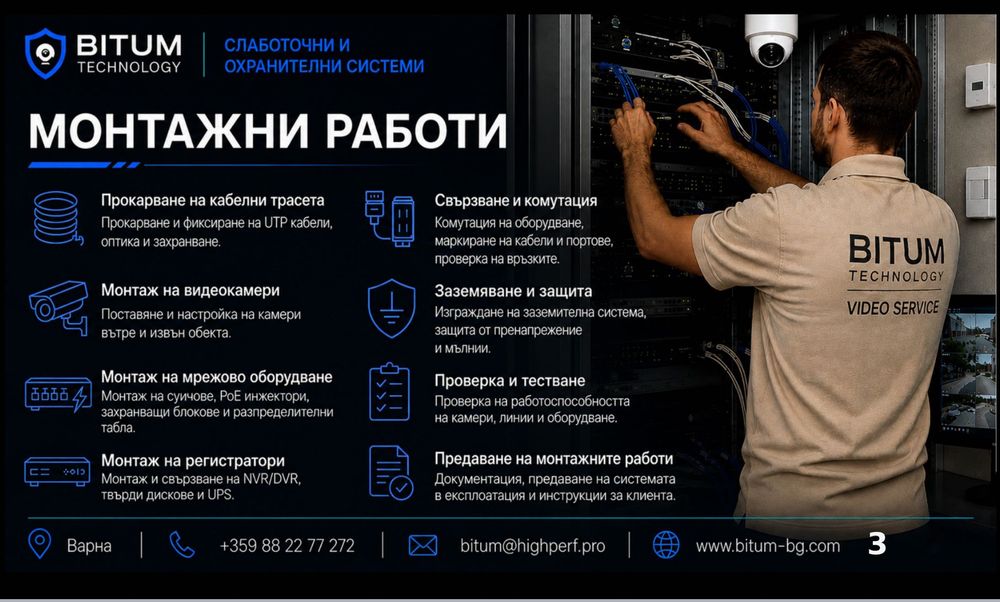 Видеонаблюдение/ Домофония/ Контрол на достъп/ мрежови решения /
