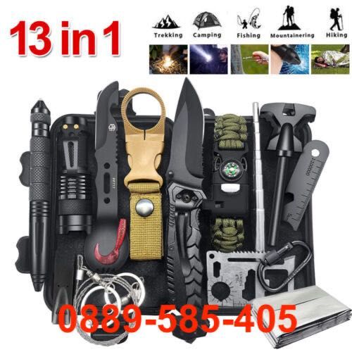 Комплект инструменти за оцеляване - трион свирка компас фенер нож