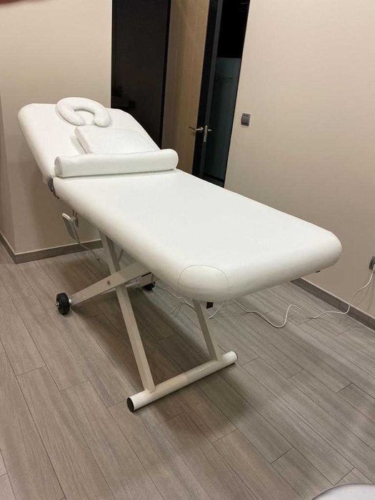 Електрическа козметична кушетка Wenga - бяла/черна 194 x 75 x 66/92 см