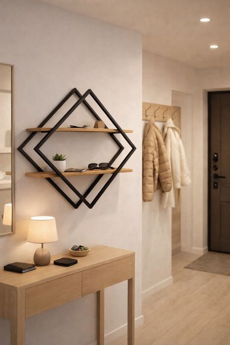 Ромб-полка из металла и фанеры