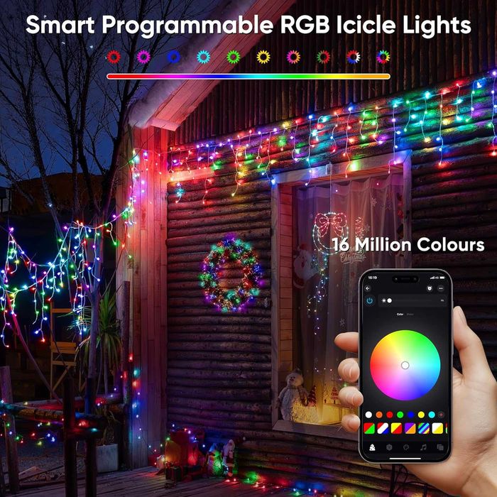Ollny Smart RGB коледни светлини, 10 м, 286 LED, дистанционно, IP44