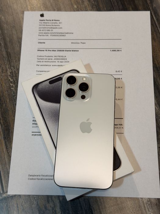 Iphone 15 ProMax 10/10 factura si Cutie ca nou 256 GB