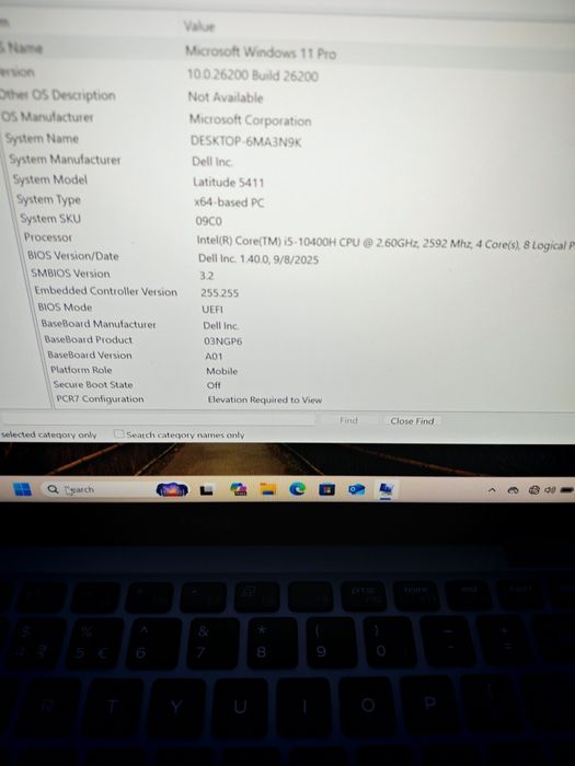Laptop Dell 14" 5411, i5, 16gb DDR4, 500 Gb ssd Nvme